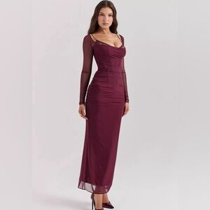 ‼️ SOLD ‼️ HOUSE OF CB 'Katarina' Wine Maxi Dress/Size Small